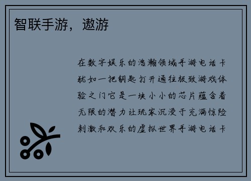 智联手游，遨游